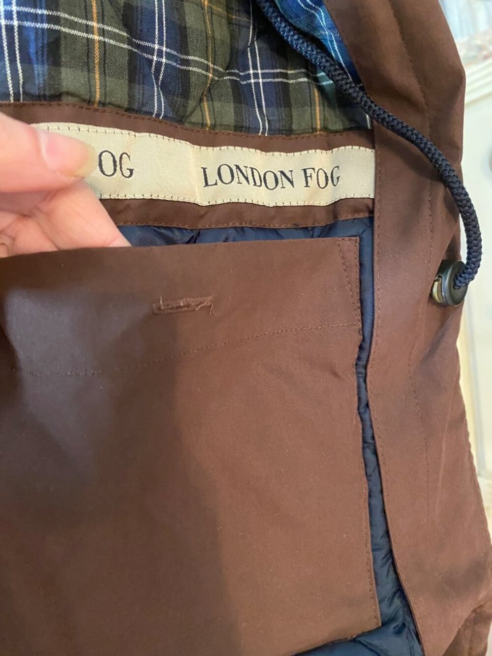 London Fog Hooded Navy Blue Quilted Lined Zips & Buttons Medium - Picture 6 of 15